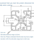 Technical drawing of 4 Piece 4040 Aluminum T Slot Extrusion Profile Set Black Anodized 59 Inches Long 1500mm with dimensions.