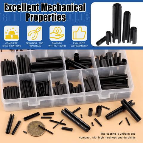 Roll Pin Assortment Kit Glarks Must Have 405 Pieces In 27 Sizes Slotted Spring Pins M1.5 M2 M2.5 M3 M4 M5 M6 M8 M10