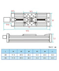 Technical drawing of 250mm 4080U screw slide table linear actuator for 3D printers, DIY CNC router and XYZ axis motion systems.