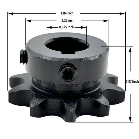 40 Tooth Roller Chain Sprocket Type B With Five Eighth Inch Bore For ANSI 40 Chain, Half Inch Pitch, Ten Teeth, Keyway And Two Setscrews