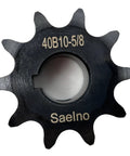 40 Tooth Roller Chain Sprocket Type B With Five Eighth Inch Bore for ANSI 40 Chain, Half Inch Pitch, Ten Teeth, Keyway, Blackened Finish