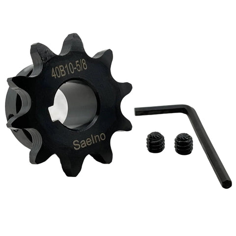 40 Tooth Roller Chain Sprocket Type B With Five Eighth Inch Bore For ANSI 40 Chain, Half Inch Pitch, Ten Teeth, Keyway, Setscrews
