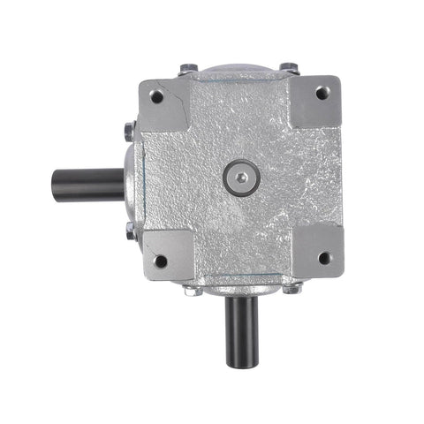 Top view of 40 HP Right Angle Bevel Gearbox with Crosshole & 1" Keyed Shaft 19455-SR-KW-PH-GR CW/CW 1:1, featuring square bolt pattern.