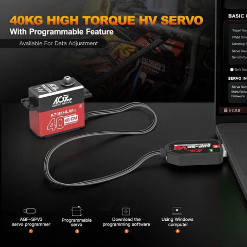 40KG Waterproof RC-Steering-Servo High-Torque - Full Metal Gear Brushless Digital Servo for 1/10 RC Car with programmer