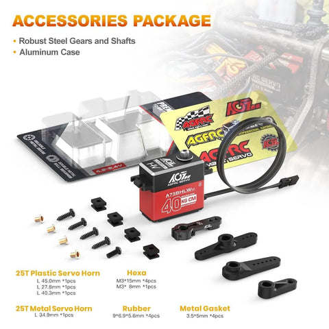 40KG Waterproof RC-Steering-Servo High-Torque - Full Metal Gear Brushless Digital Servo with accessories and packaging.