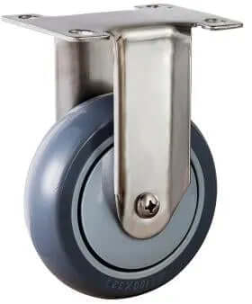 40mm Caster Wheel Fixed Plate Stainless Steel TPR with thermoplastic rubber tire and stainless steel mount.