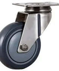 40mm Caster Wheel - Plate Stainless Steel TPR with swivel plate and thermoplastic rubber tire.