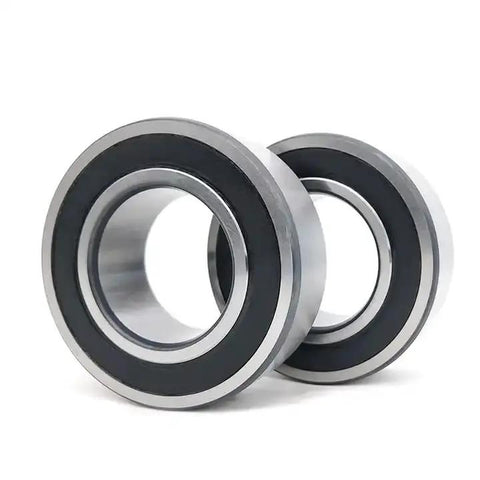 2 Pair 7005C-2RZ-P4-DT Sealed Angular Contact Bearings 25X47X12MM side view showing shiny metal and black sealing, ideal for CNC use.