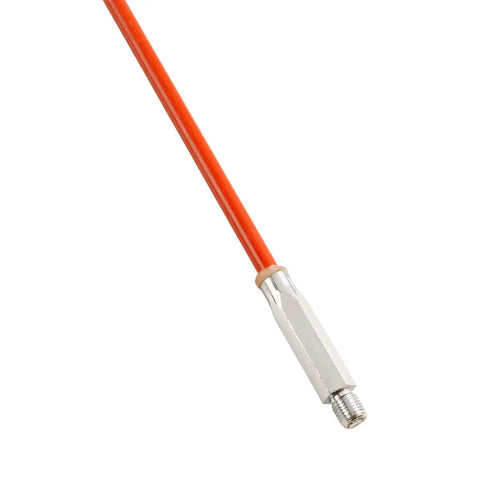 Orange Hot Rod CB Antenna 3 Foot AM FM Ready 36 Inch 100 Watt With Three Eighths Inch 24 Brass Ferrule Fiberglass Double Quarter Wave Antenna Whip Threaded Base Fits All Standard Mounts Wind Drag Reducing Design close-up of base