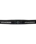 Close-up of Kids' Bike Handlebar 25.4mm Diameter 460mm Length Flat Bar Black Replacement with branding visible on the steel surface.