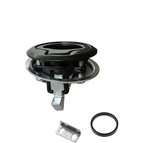 Rock Solid Heavy Duty 2 Piece Flush Pull Slam Latch Kit With Slick Black Steel Build featuring solid steel core and tight grip lock.