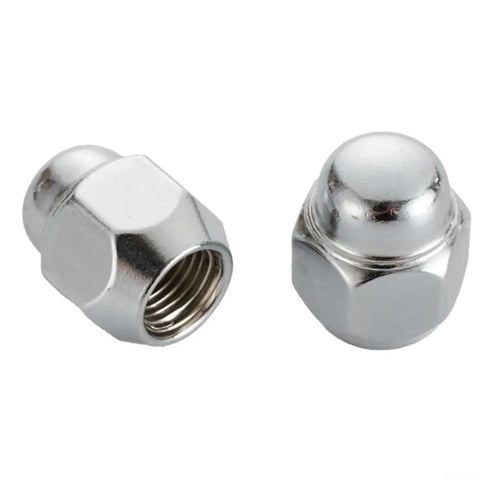 Top Tier 5pc Wheel Lug Nut Kit For Nissan Frontier And Infiniti G20 Direct Replacement With Strong Alloy Build To Fit OEM 40224ZN50A Specs Super Cool Ride Ready Gear chrome alloy wheel lug nut, threaded end view