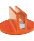 Super Durable Welding Frame Rail Adapter Replacement Perfect For Pinch Weld Jack Pad And Sturdy Tool Organizer Works With Car Clamps In Bright Orange Color, showing side view of orange adapter.