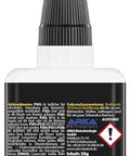 3D printer superglue gel bottle with precision tip for repairs; white bottle, black cap, 50 g (1.76 oz)