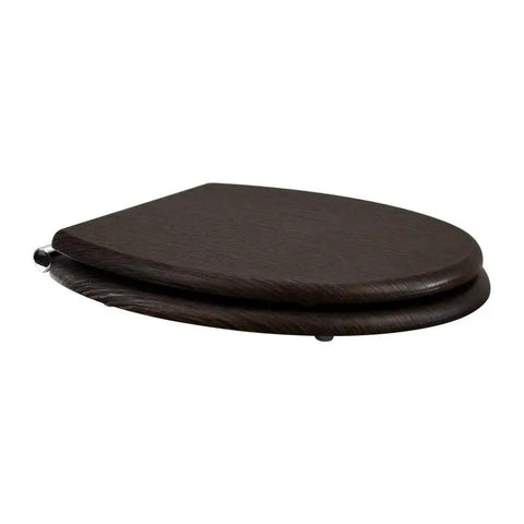 Premium White Wooden Toilet Seat Cover With Smooth Ride Soft Close Hinge And Polished PVC Veneer Shell angled view.