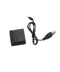 5 In 1 3.7V RC Drone Battery Charger For Quadcopter, Charges 5 Lipos At Once, LED Indicator Display, Durable Black Plastic Housing