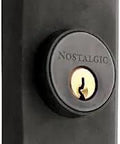 Solid Brass Single Cylinder Deadbolt Lock Built Tough For Doors Heavy Duty Security Hardware With Easy Install Kit Keyed Entry Classic Plate Style For A Timeless Look on black surface
