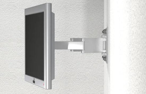 Side view of wall-mounted monitor with adjustable arm for optimal positioning, attached securely using DuoPower Universal Plug Kit 1/4 Inch By 1-3/16 Inch S PH.