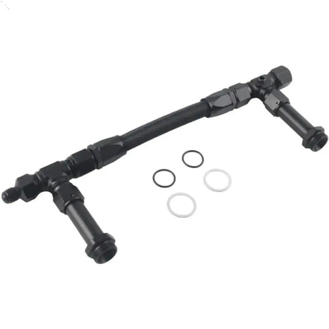 Dual Inlet Fuel Line Kit Featuring 8AN Male Flare To 7 8 Inch Braided Carburetor Hose For Hot Rods Muscle Cars And Street Machines With Proven Durability, black braided fuel line