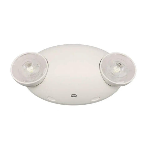 LED Emergency Light 4 Pack With Adjustable Two Heads UL Certified Battery Backup 120 277V mounted on white surface