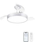 Retractable 42 Inch Smart Ceiling Fan With Lights App Remote Control Quiet DC Motor 6 Speed Modern Ceiling Fan