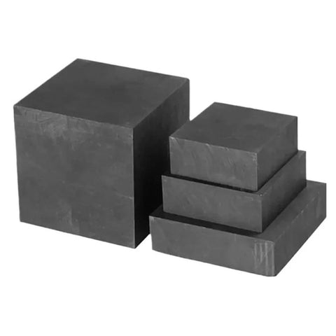 Stack of Solid Graphite Square Blocks, 15x100x100mm, 8 to 50mm thick, heavy duty electrode plates for casting, electrolysis, and sintering.