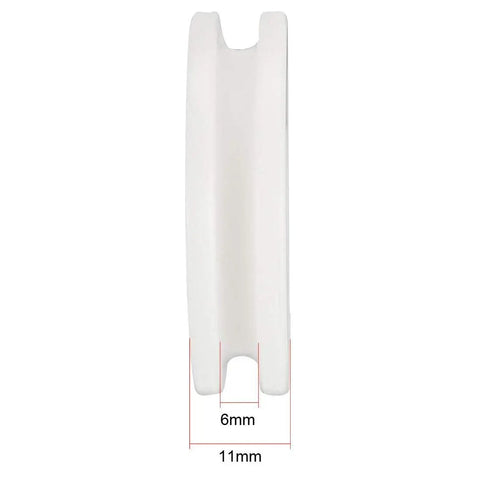 Top Notch White V Groove Guide Bearing Pulley Set Of 4 Pieces 8X50X12 Millimeters Outer Profile With 2.5Mm Bore side view showing dimensions 6mm and 11mm.