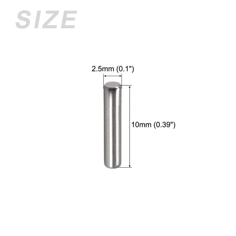 50 Piece Dowel Pin Assortment with 2 5Mm X 10Mm Measurements Made from Tough 304 Stainless Steel, 10mm x 2.5mm round pin.