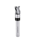 Heavy Duty Carbide Flush Trim Router Bit With Top Bearing Guide For Sleek Wood Trimming And Slotting Jobs 3/8 Inch Diameter Blade 1/4 Shank 3 Flute Design, showing a close-up of the bit.