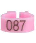 8mm Plastic Pigeon Leg Bands Rings With Numbers 001 To 100 In A 100 Count Bag Six Color Options For Easy Bird Identification Racing Breeding And Ringing Programs - Pink Ring Number 087