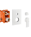 Shower System with Waterfall Rainfall Head and Handheld, Wall-Mounted, includes orange valve and white control plate.