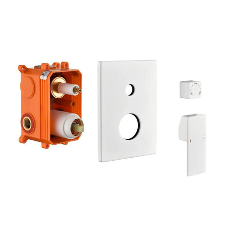 Shower System with Waterfall Rainfall Head and Handheld, Wall-Mounted, includes orange valve and white control plate.