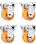 Heavy Duty TPE Caster Wheels 4 Pack With 360 Degree Swivel Glides For Sofa Couch Desk And Furniture showing four yellow TPE wheels.
