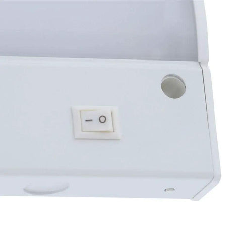 Close-up of switch on Slim 9 Inch LED Under Cabinet Light Direct Wire, 3000K Warm White, 6W, 300 Lumens, 50 lm/W, 80 CRI