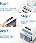 Savage Compact Nugget Ice Maker Countertop Speed Demon Slays 12 Pieces In Just 10 Minutes showing step-by-step instructions for use.