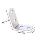 Close-up of single L Shaped Corner Brackets Set 18 Pieces Stainless Steel Right Angle Shelf Braces for furniture use