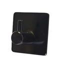 Rock Solid Black Stainless Steel Adhesive Wall Hook For Coats Towels And Umbrellas With No Hassle Peel Stick Mount, showing sleek black design.