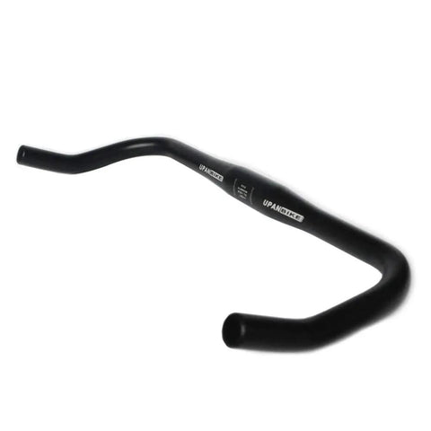 Bullhorn Handlebar For Road Bikes And Fixed Gear, 31.8mm Clamp, Aluminum Alloy Bar, 440mm Width shown from side angle.