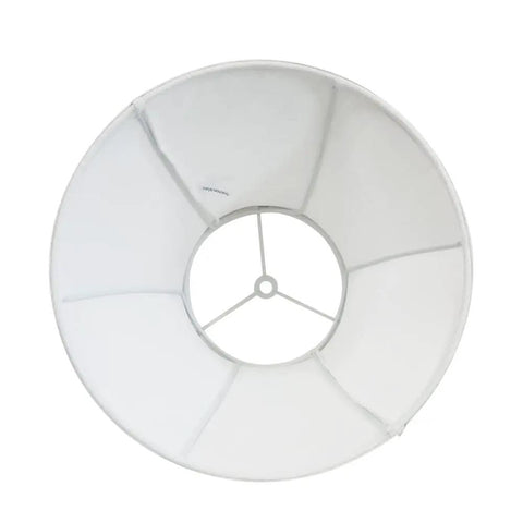 Double White Lamp Shade Set Of 2 Large Barrel Lampshades For Floor And Table Lamps top view showing inner structure and spider frame.