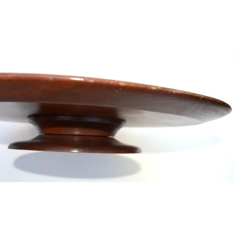 Side view of 12 Inch Hand Painted Lazy Susan Wood Serving Tray Rotating Centerpiece For Kitchen Dining Table Vanity And Bath Decor Dope Rustic Vintage Style With 360 Degree Turn Perfect For Spices Appetizers Skincare Or Bath Products
