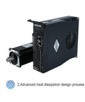 AC servo motor with mounted driver, black metal housing, front panel RS-232/RS-485 ports