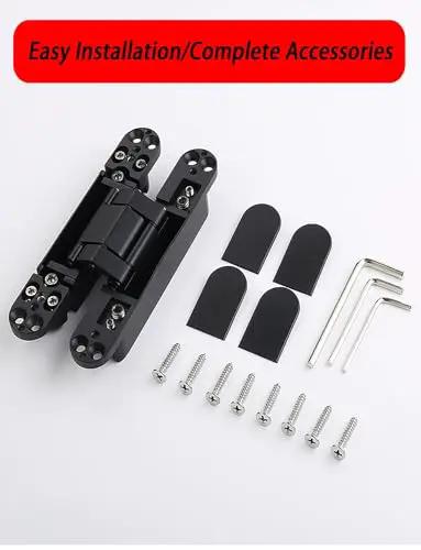 Heavy Duty Silent Pivot Hinge With Soft Close Concealed Hardware For Wood And Folding Doors In Silver adjustable setup with mounting accessories.