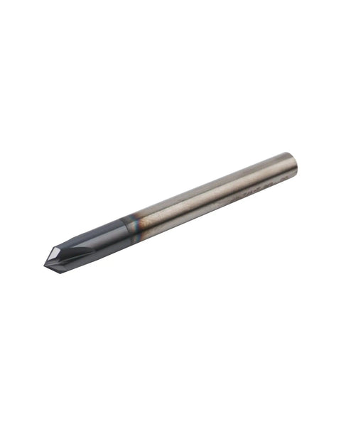 Five Pack One Quarter Inch Solid Carbide End Mills With AlTiN Coating, Four Flute Chamfer End Mills For Steel, Ninety Degree Chamfer