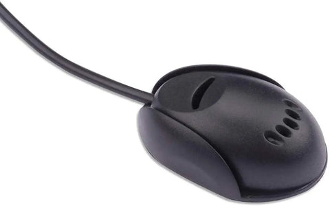 Close-up of 3.5mm External Microphone Kit for Car Head Unit with 3 Meter Cable Plug and Play Microphone showing mic design and cable.