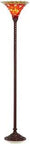 Red Hot Stained Glass Inspired Vintage Star Torchiere Lamp With Foot Step Switch 72 Inch Tall 15 Inch Wide Base Zinc Metal Construction 60 Watt Bulb Required