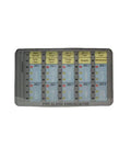 Beefed Up Commercial Fire Protection Annunciator Module Featuring Ten Secure Input Zones Along With Dead Clear Red Alarm Indicators For No Sweat Building Compliance, displaying alarm indicators and zones.