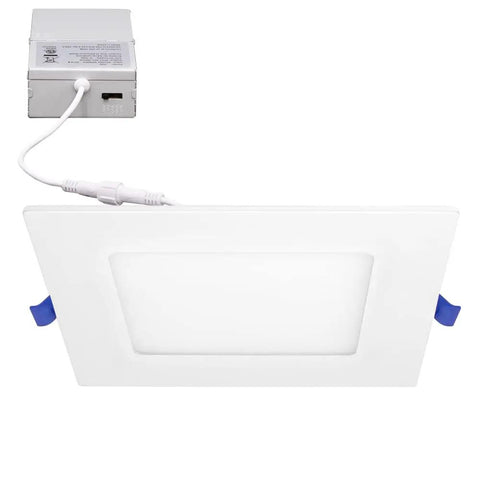 Square Ultra Thin Canless 4 Inch Recessed LED Downlights, 12 Pack, 750 Lumen, 5 CCT Switchable 2700K To 5000K, J Box Included