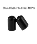 Round Rubber End Caps Set Of 100 For 1/2 Inch Inner Diameter 12mm Vinyl Flexible Screw Thread Protectors Black For Metal Tubing Rod Bolts Furniture Feet Cables, black PVC caps