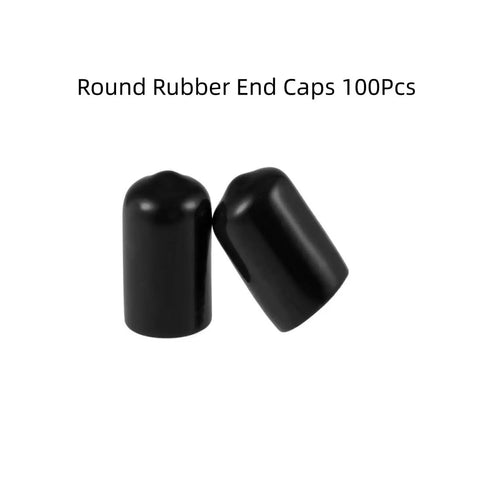 Round Rubber End Caps Set Of 100 For 1/2 Inch Inner Diameter 12mm Vinyl Flexible Screw Thread Protectors Black For Metal Tubing Rod Bolts Furniture Feet Cables, black PVC caps