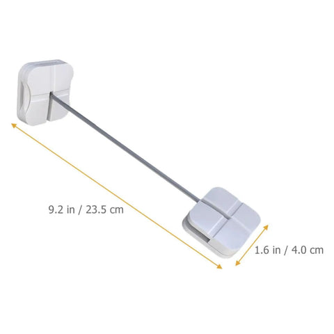 2 Pack Kid Safe Safety Cabinet Locks For Home Use Sturdy ABS And Steel Construction Silver Childproof shown with measurements